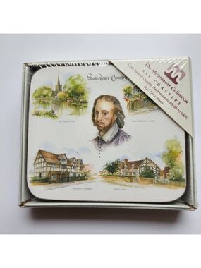 Shakespear Coasters Birthplace Set Of 6 Cork Back Melamaster Melamine New